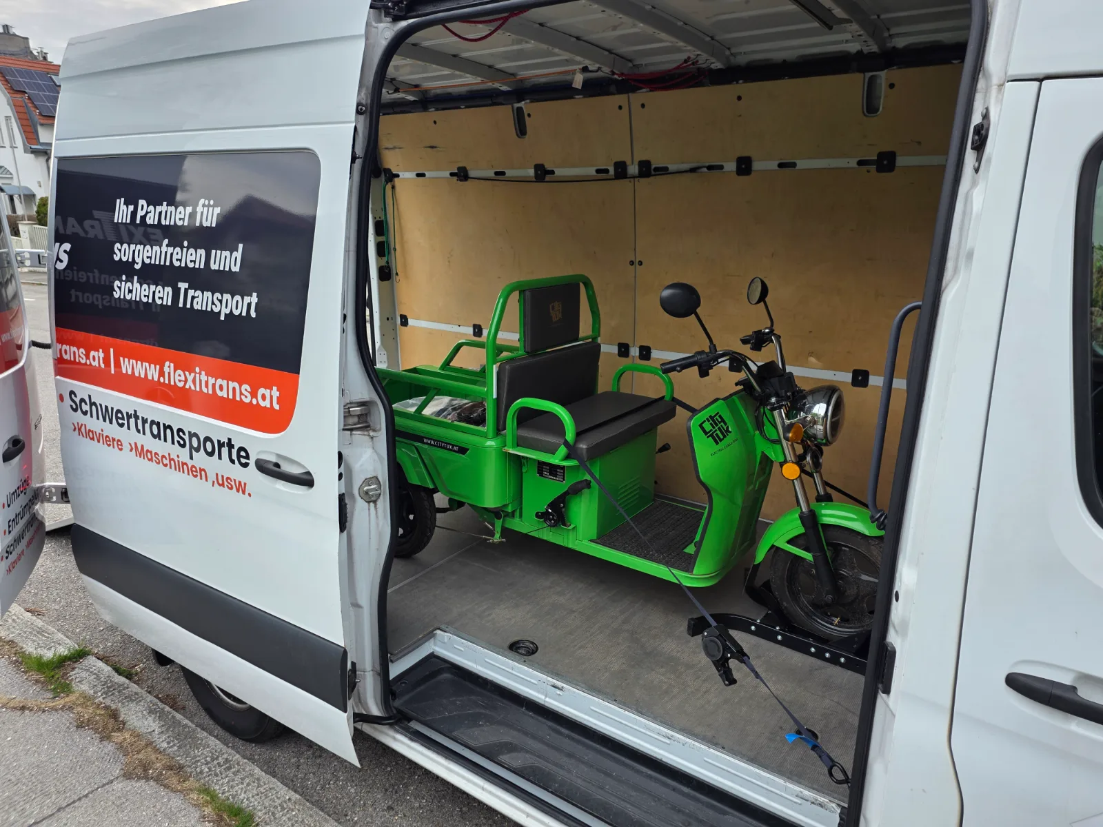 Low-emission e-vehicle in the van