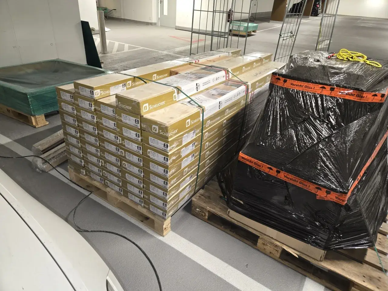 Neatly stacked boxes in the FlexiTrans van — transports of all kinds in Vienna